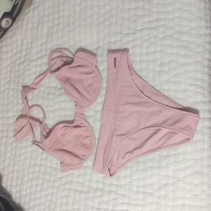 Blackbough ribbed pink bikini size M